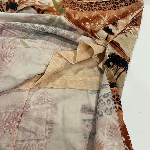 Nancy Bolen Silk Maxi Skirt Small Side Slit Side Zip African Safari Print Zebra - Picture 6 of 7